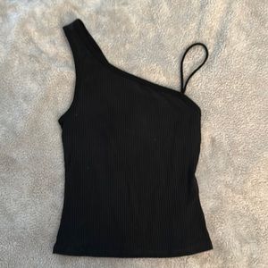 Reformation Ribbed Asymmetric Tank black xs